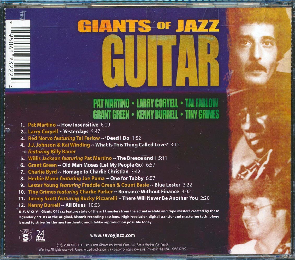 Pat Martino, Larry Coryell, Tal Farlow, Etc. - Giants Of Jazz: Guitar Music CD