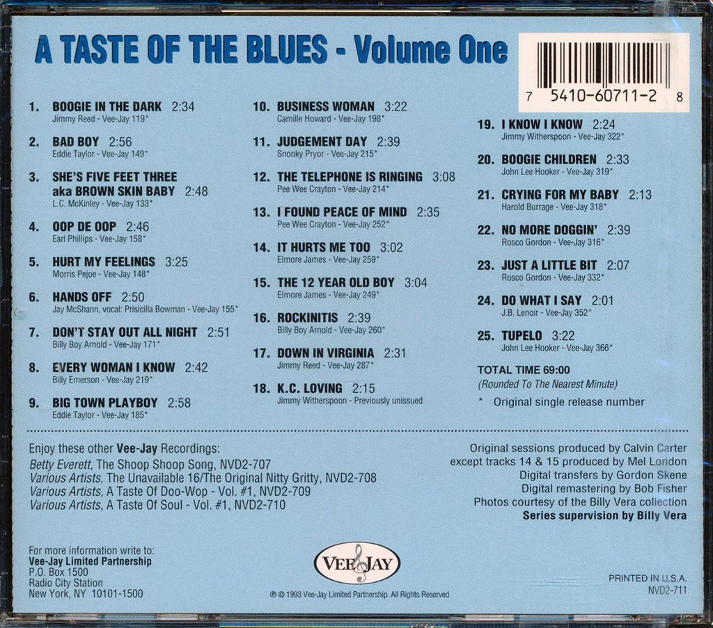 John Lee Hooker, Jimmy Witherspoon, Snooky Pryor, Pee Wee Crayton, Etc. - A Taste Of The Blues Volume 1 (25 tracks) (deluxe edition) (remastered) Music CD