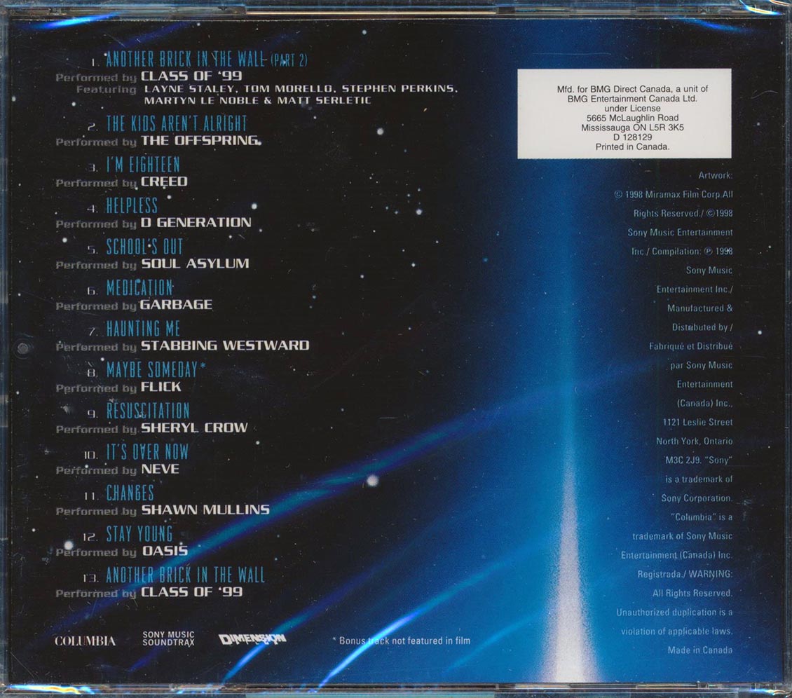 Sheryl Crow, Soul Asylum, Oasis, Etc. - The Faculty: Music From The Dimension Motion Picture Music CD