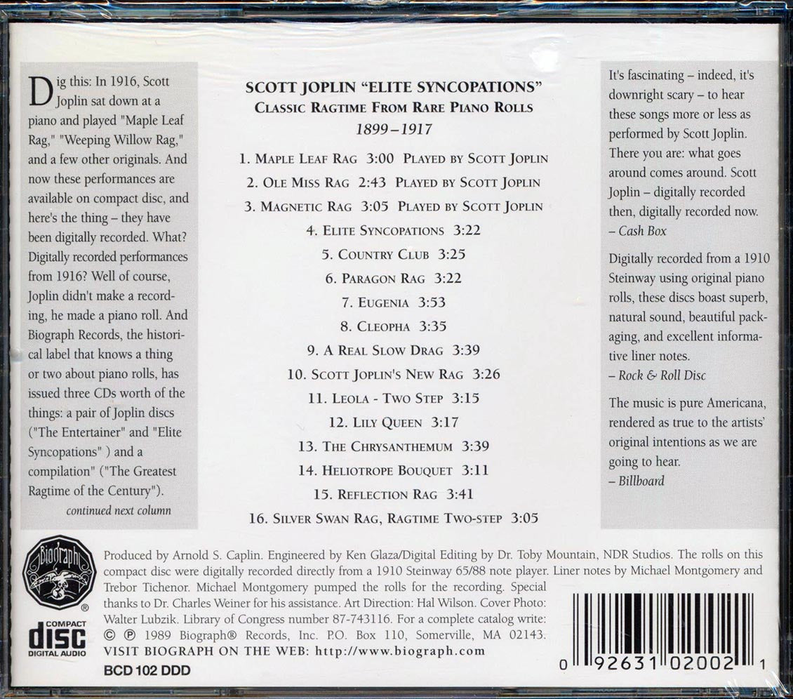 Scott Joplin - Elite Syncopations: Classic Ragtime From Rare Piano Rolls 1899-1917 Music CD