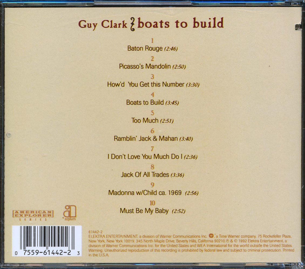 Guy Clark - Boats To Build (marked/ltd stock) Music CD