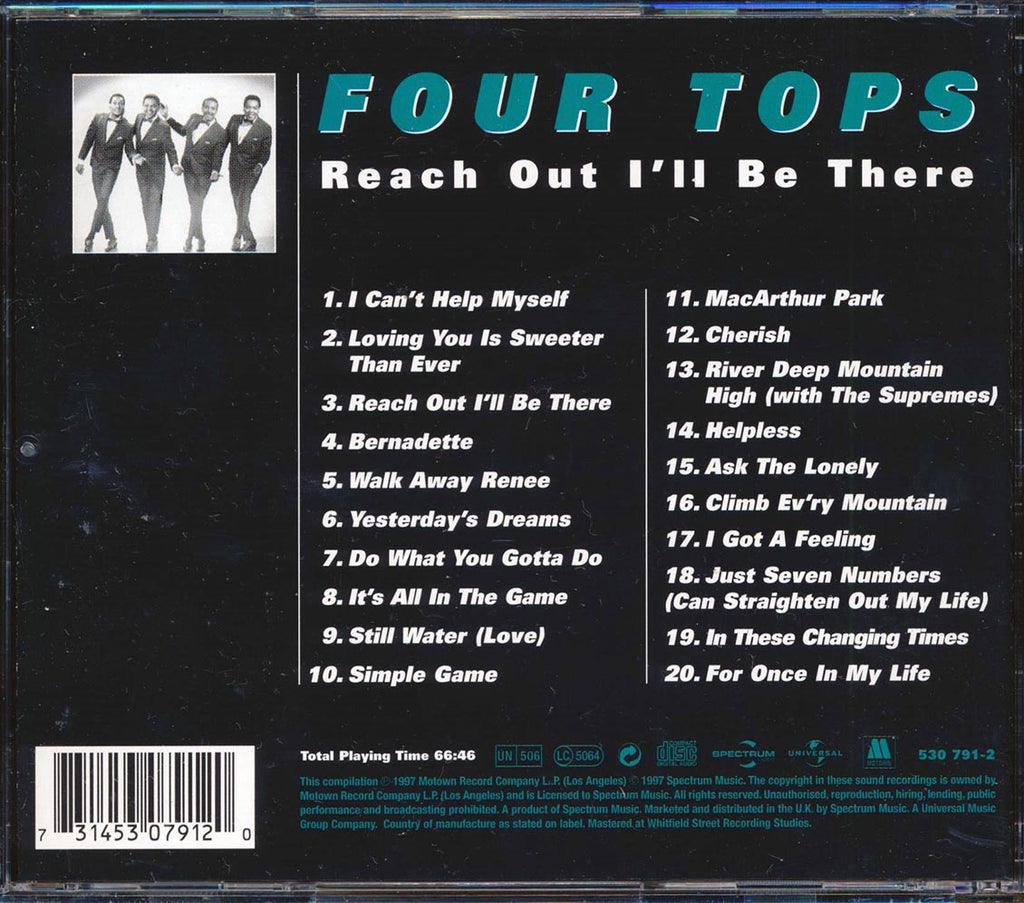 The Four Tops - Reach Out I'll Be There (20 tracks) Music CD