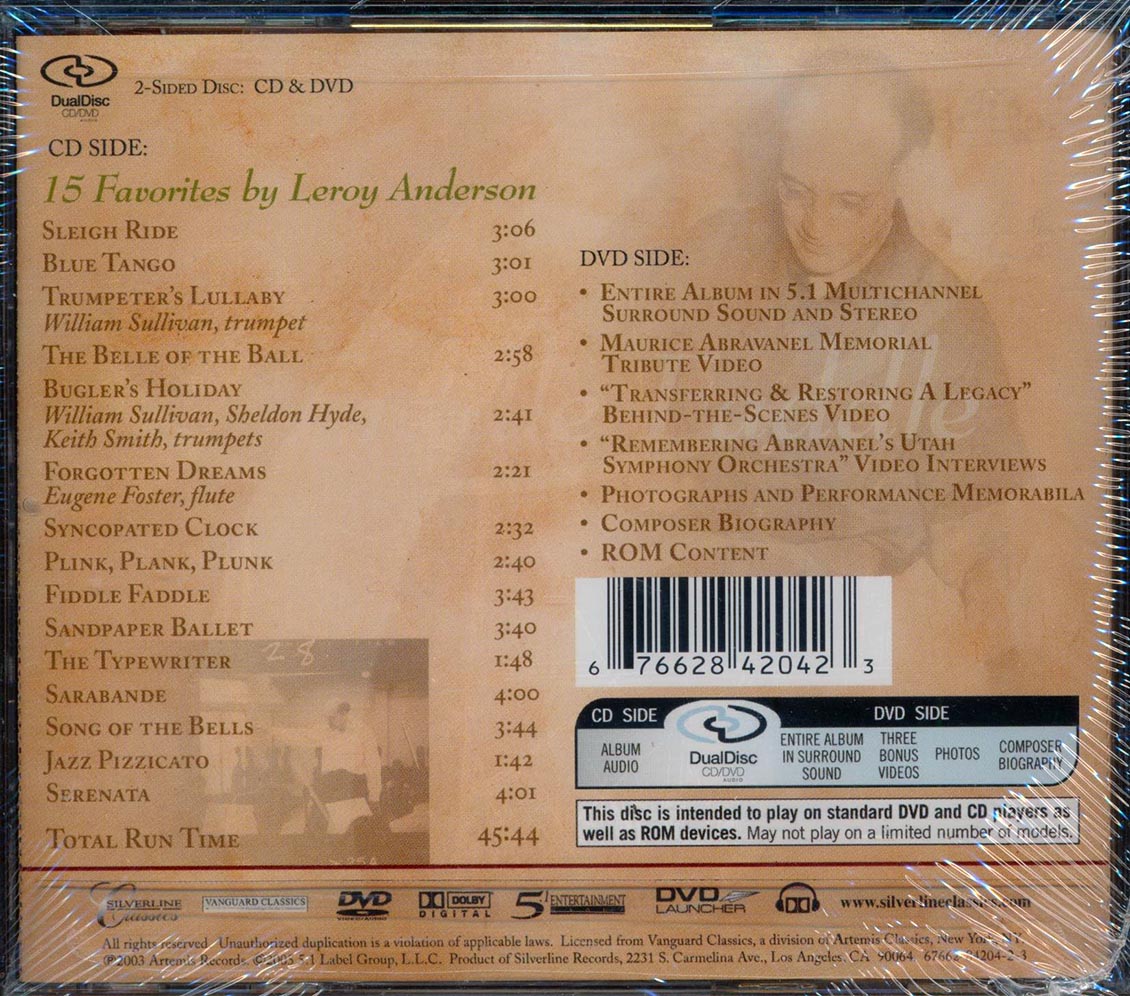 Leroy Anderson - Fiddle Faddle: Maurice Abravanel Conducts The Utah Symphony Orchestra (CD/DVD dualdisc) Music CD