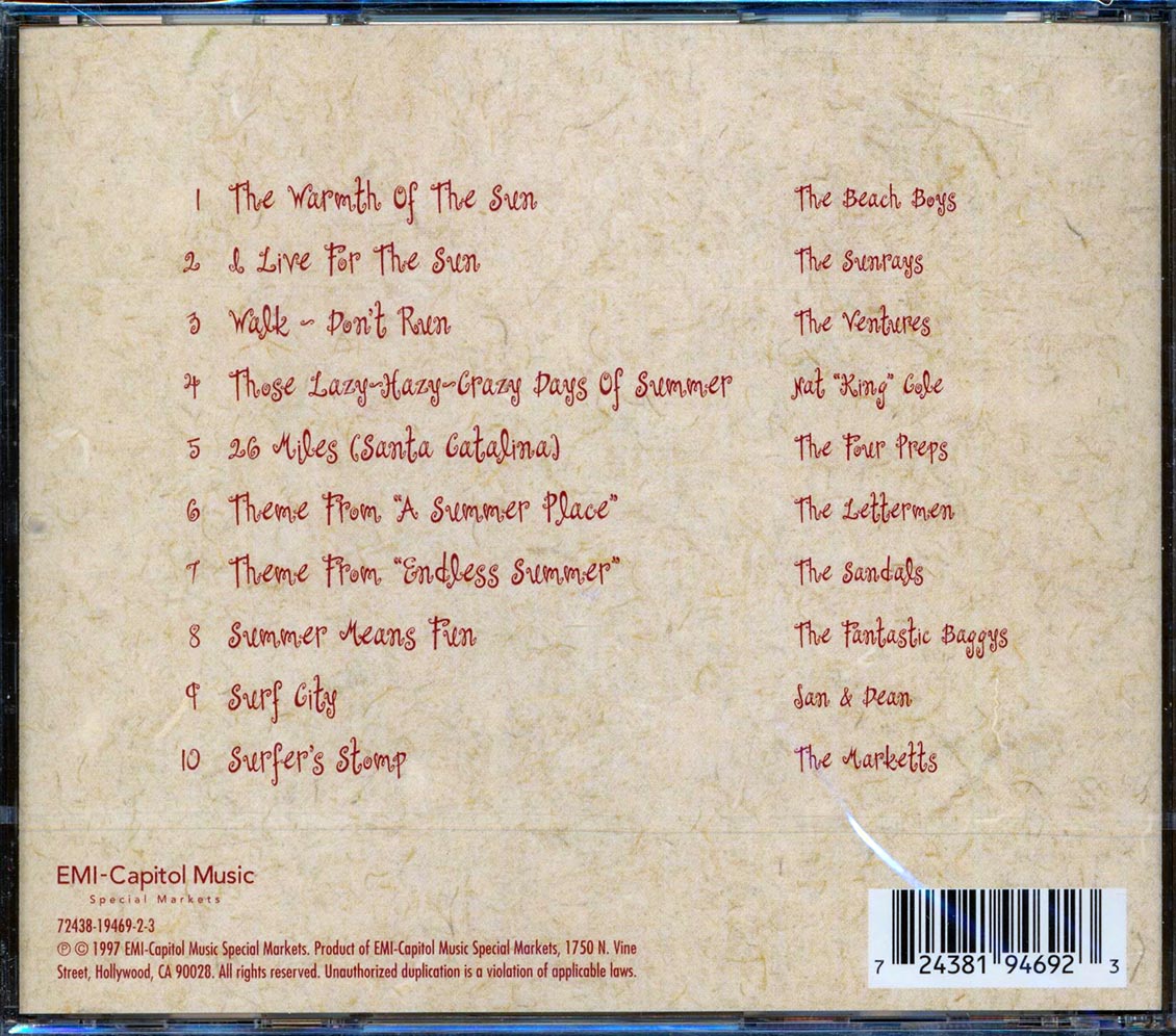 Jan & Dean, The Ventures, The Sunrays, The Lettermen, Etc. - Music For A Summer Barbecue Music CD