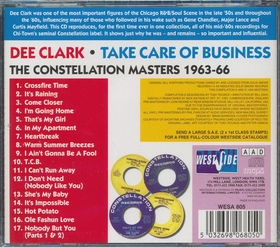 Dee Clarke - Take Care Of Business: The Constellation Masters 1963-66 Music CD
