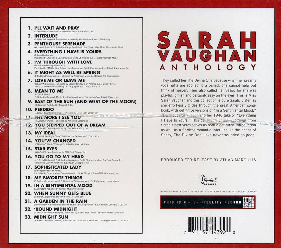 Sarah Vaughan - Anthology Music CD