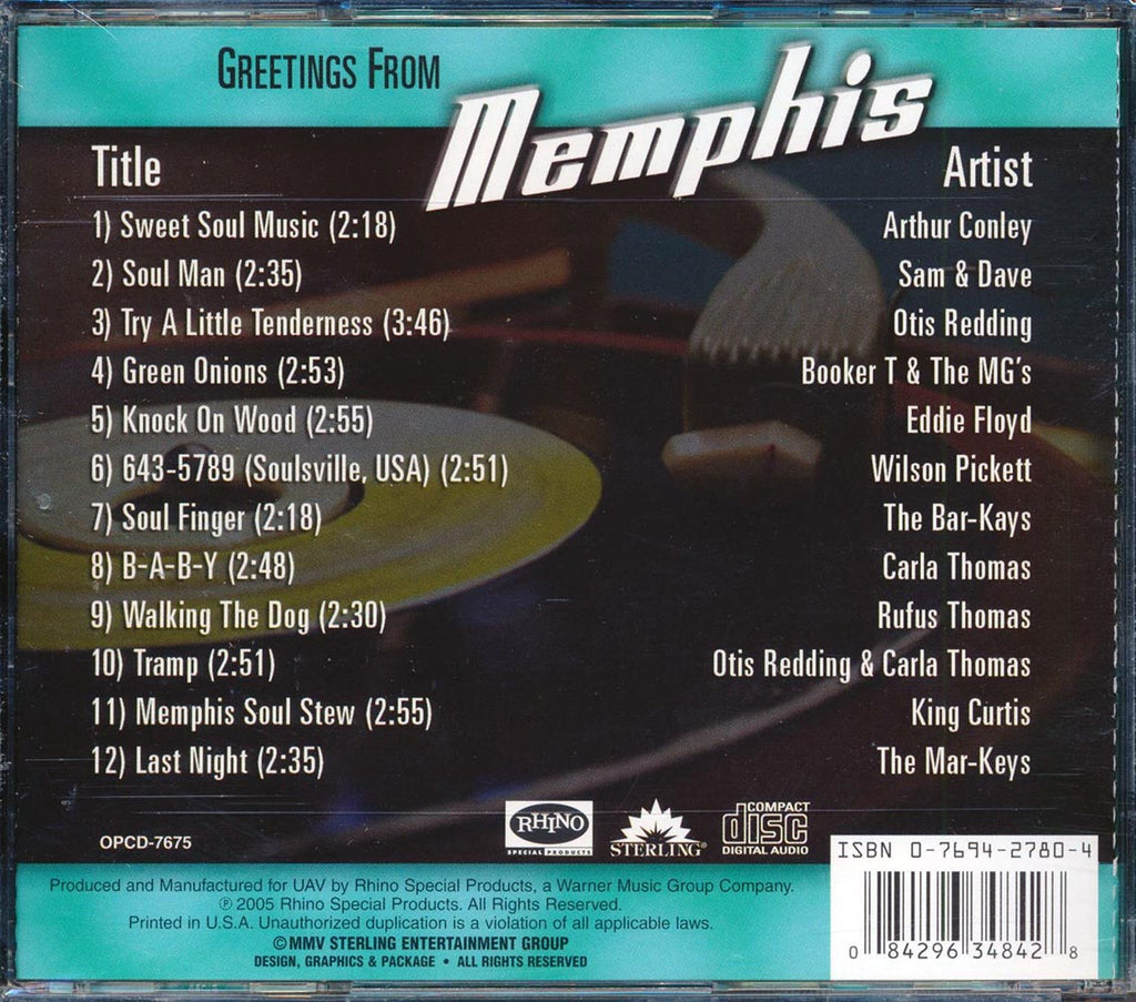 Sam & Dave, Otis Redding, The Mar-Keys, Etc. - Greetings From Memphis: Classic R&B Artists Music CD