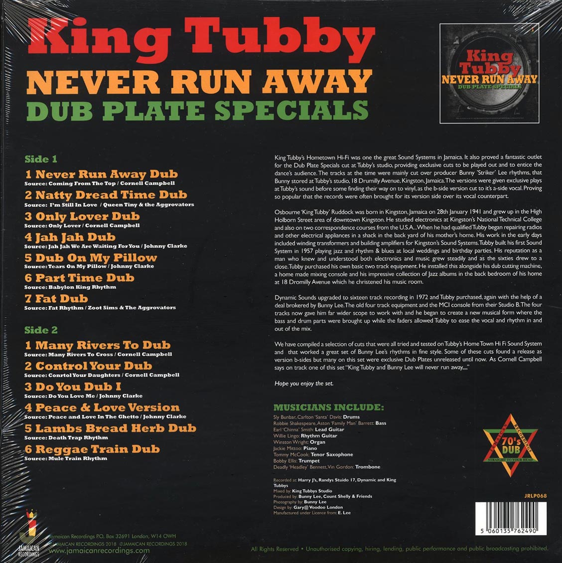 King Tubby - Never Run Away: Dub Plate Specials (180g) Vinyl Record