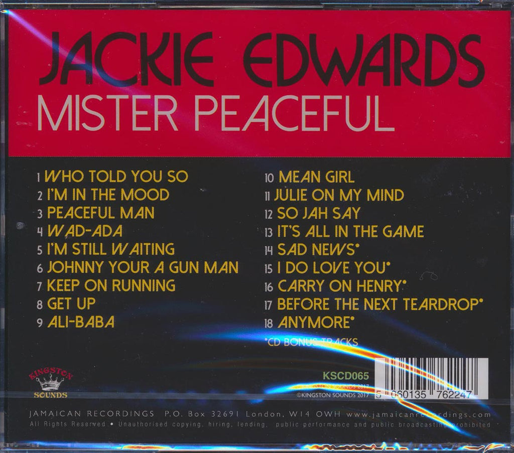 Jackie Edwards - Mister Peaceful Music CD