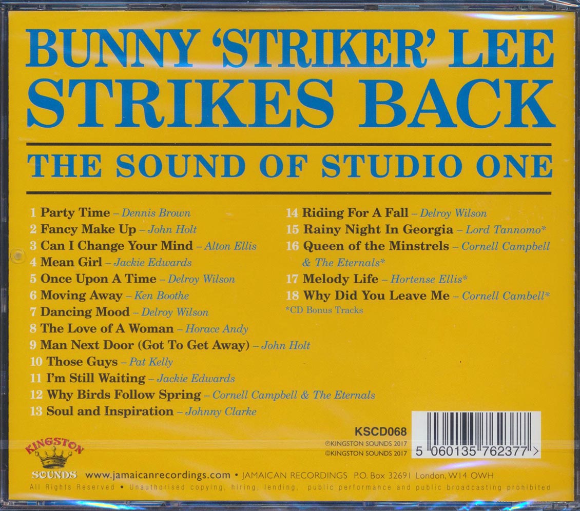 Horace Andy, Alton Ellis, Dennis Brown, Etc. - Bunny Striker Lee Strikes Back: The Sound Of Studio One Music CD