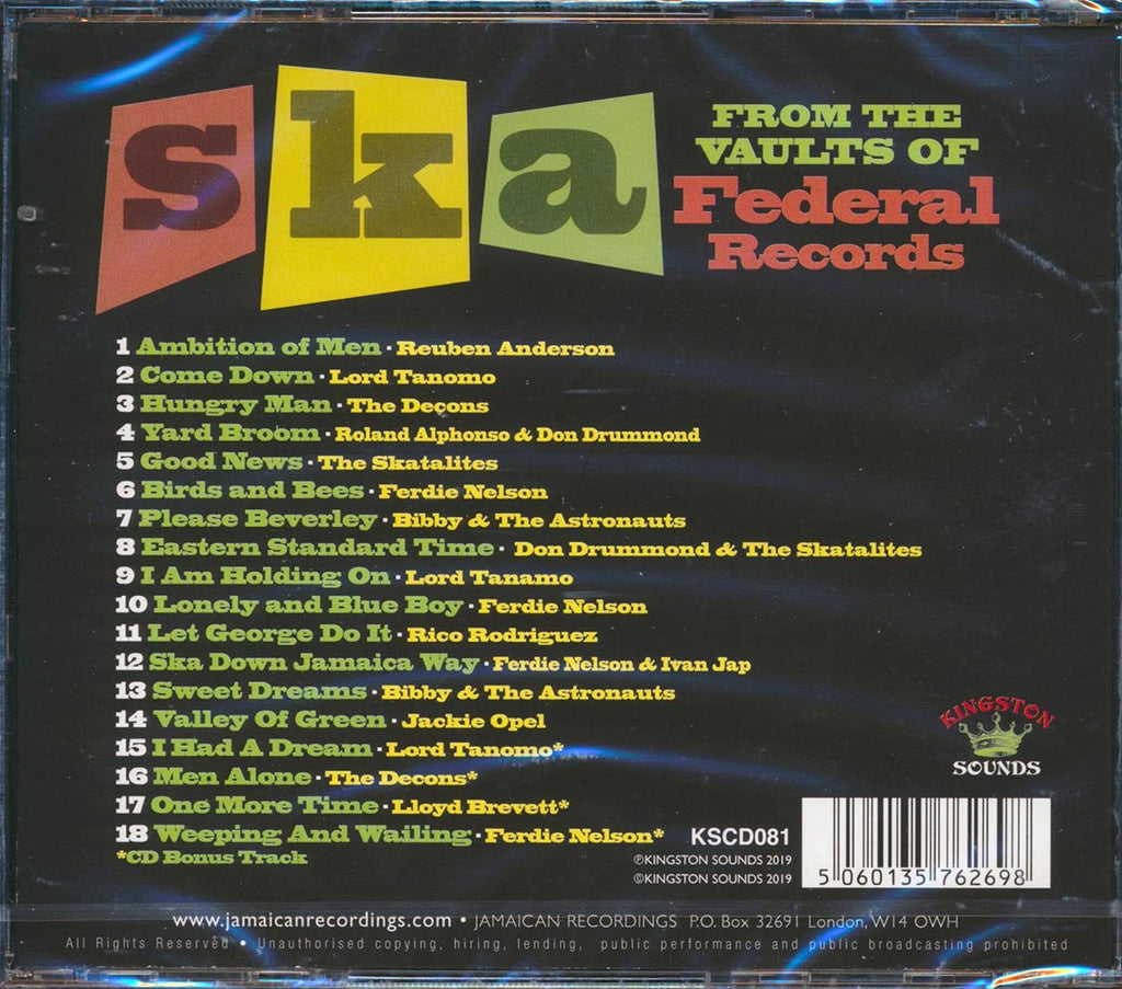 Don Drummond, The Skatalites, Lord Tanamo, Etc. - Ska From The Vaults Of Federal Records Music CD