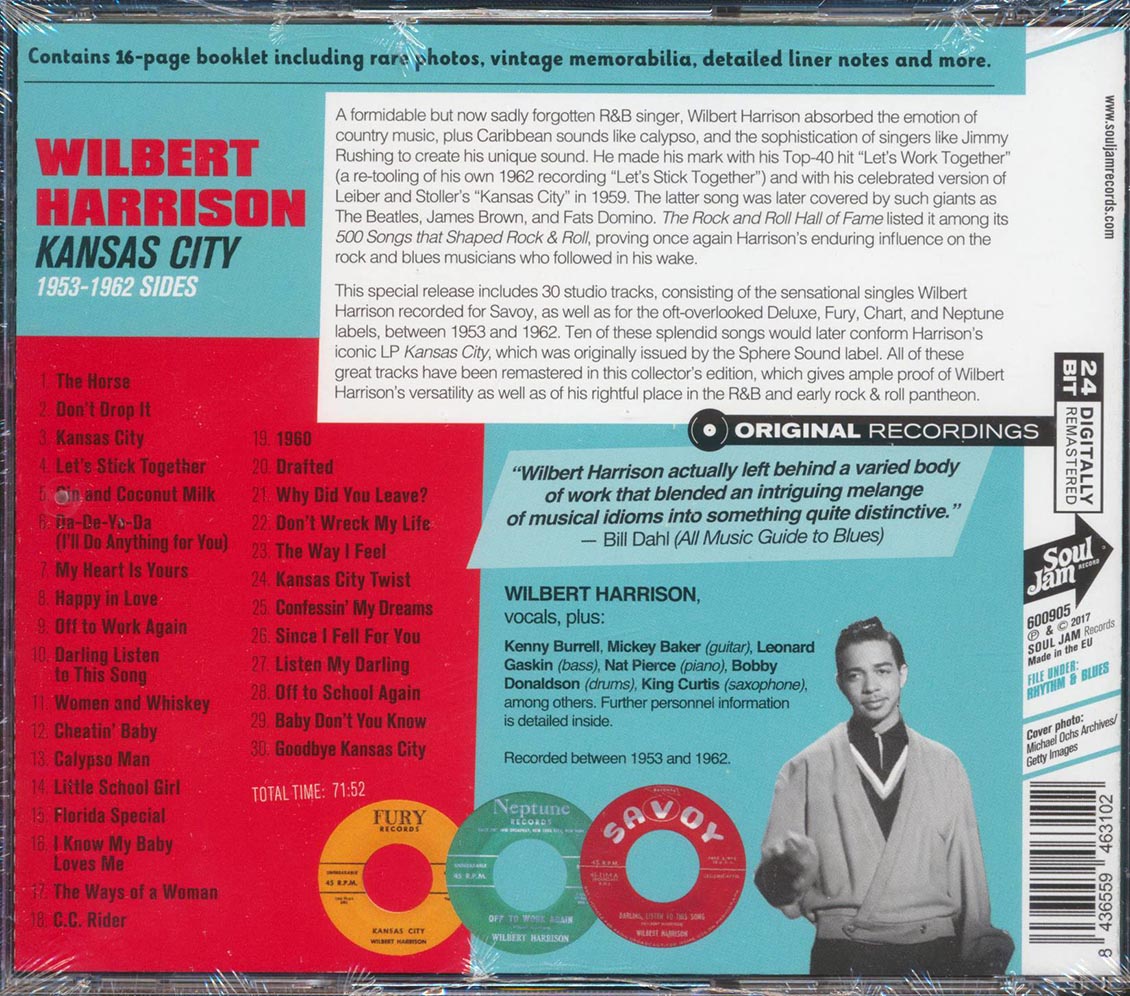 Wilbert Harrison - Kansas City: 1953-1962 Sides (30 tracks) (incl. 16-page booklet) (remastered) (24-bit mastering) Music CD