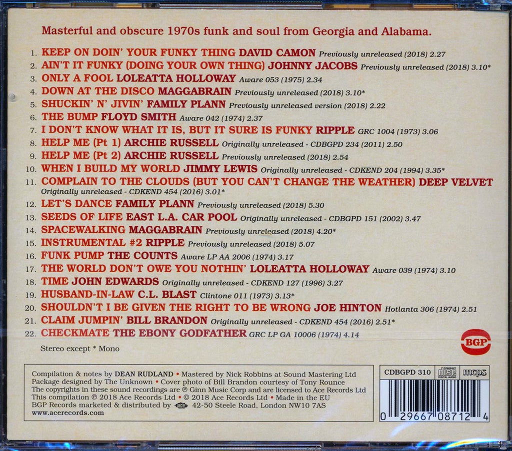 Johnny Jacobs, Archie Russell, Family Plann, Etc. - Southern Groove: Hotlanta, Aware & Clintone Funk & Soul (22 tracks) (incl. large booklet) (remastered) Music CD