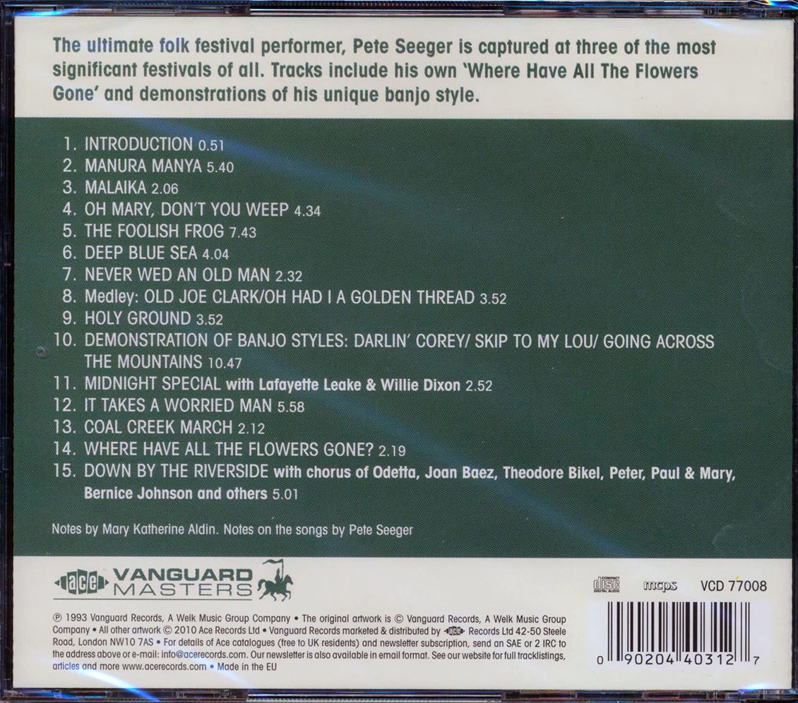 Pete Seeger - Live At Newport: Newport Folk Festival Classics (remastered) Music CD