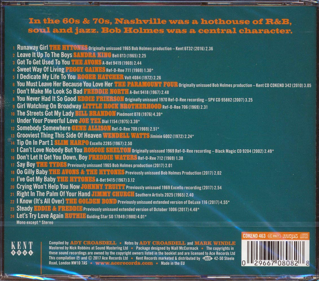 Jimmy Church, Sandra King, The Hytones, Etc. - Bob Holmes' Nashville Soul (24 tracks) (incl. large booklet) (remastered) Music CD