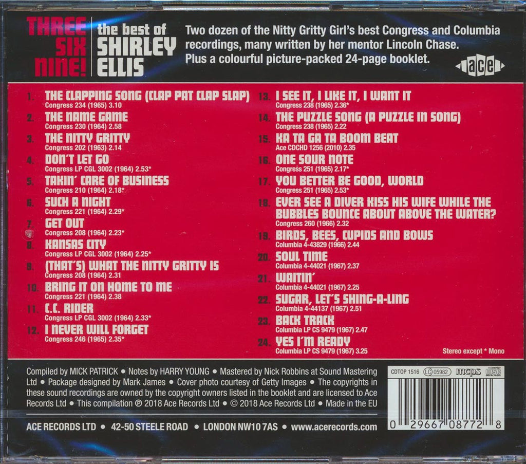 Shirley Ellis - Three Six Nine! The Best Of Shirley Ellis (24 tracks) (incl. large booklet) (remastered) Music CD