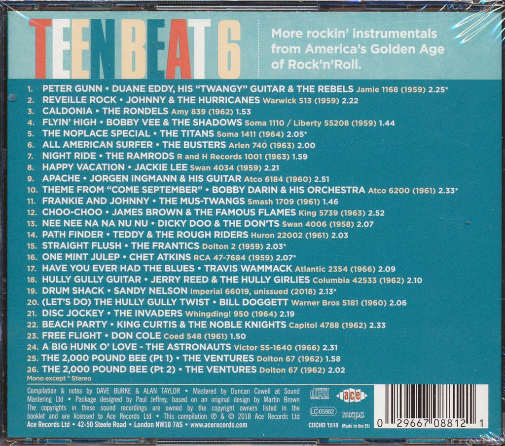 Bobby Vee, The Ventures, The Ramrods, The Astronauts, Etc. - Teen Beat Volume 6: Another 26 Great Rockin' Instrumentals (26 tracks) (incl. large booklet) (remastered) Music CD