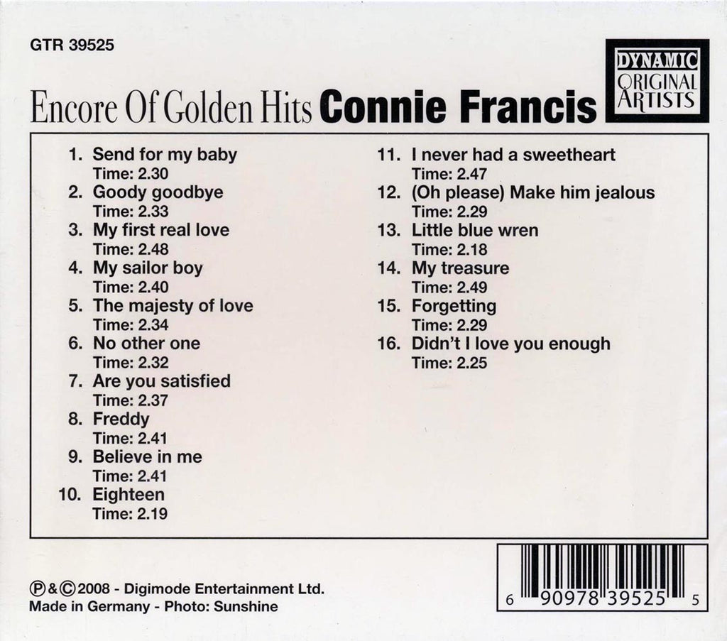 Connie Francis - Encore Of Golden Hits Music CD