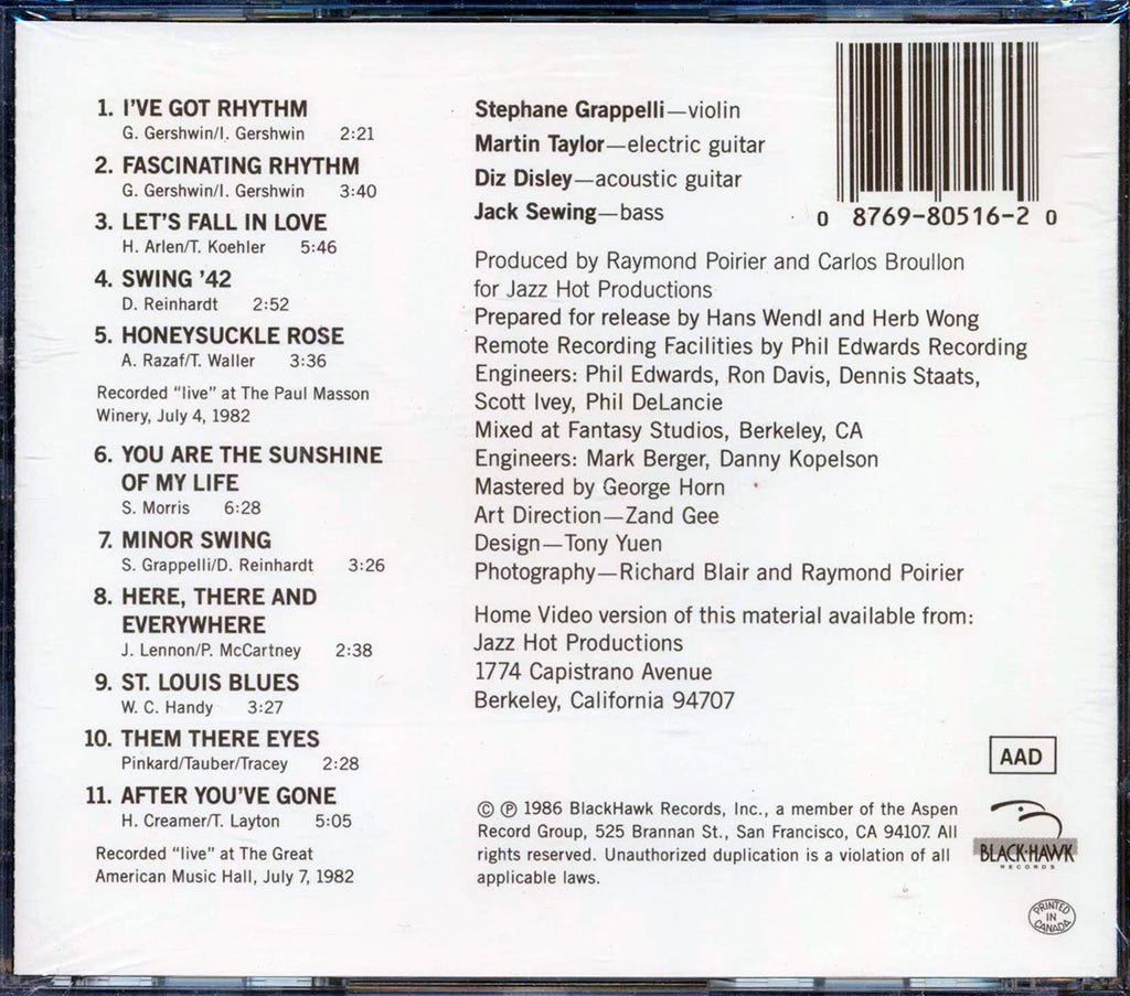 Stephane Grappelli - Live In San Francisco (incl. large booklet) Music CD