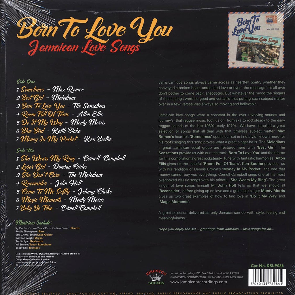 Alton Ellis, Ken Boothe, The Melodians, Etc. - Born To Love You: Jamaican Love Songs Vinyl Record