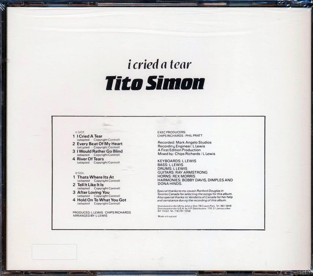 Tito Simon - I Cried A Tear Music CD