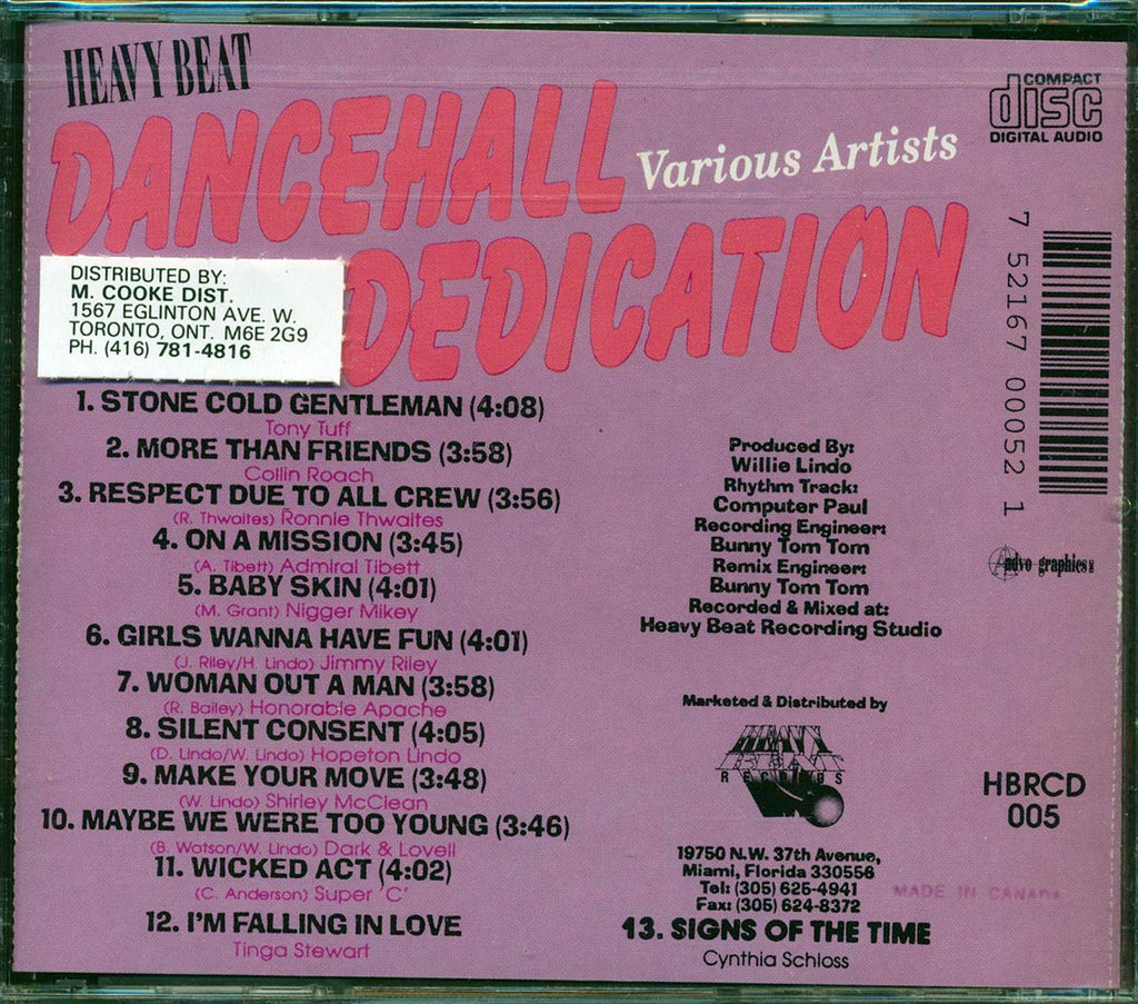 Admiral Tibet, Jimmy Riley, Tony Tuff, Etc. - Dancehall Dedication (Bob Marley 'Hypocrites' Rhythm) Music CD