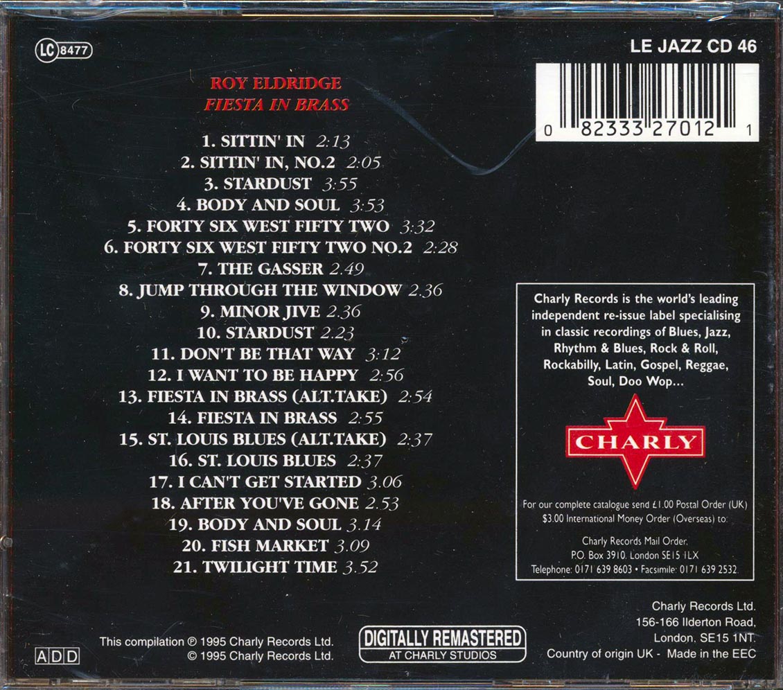 Roy Eldridge - Fiesta In Brass (remastered) Music CD