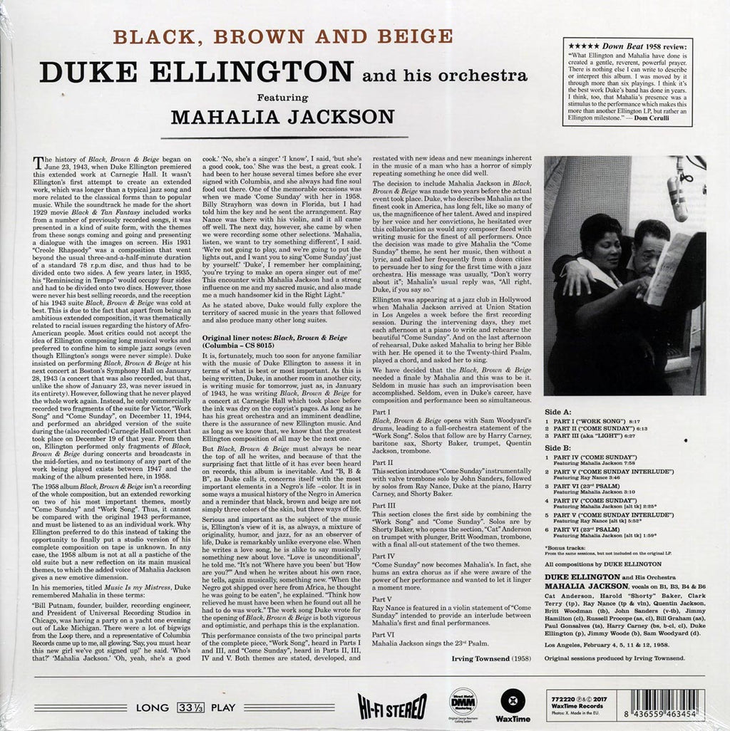 Duke Ellington & His Orchestra, Mahalia Jackson - Black, Brown And Beige (+3 bonus tracks) (ltd. ed.) (180g) (remastered) Vinyl Record