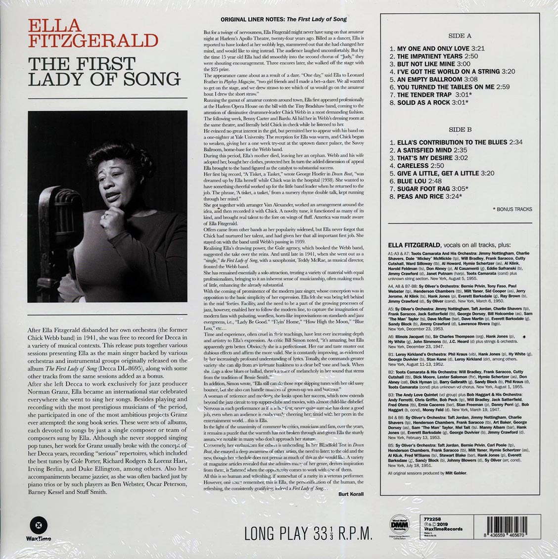 Ella Fitzgerald - The First Lady Of Song (+4 bonus tracks) (DMM) (ltd. ed.) (180g) (High-Def VV) (remastered) Vinyl Record
