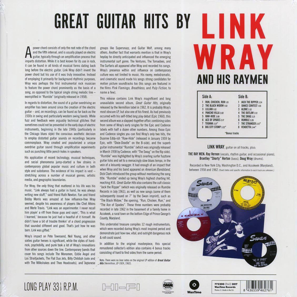 Link Wray & His Wraymen - Great Guitar Hits By Link Wray & His Raymen (+4 bonus tracks) (ltd. ed.) (180g) Vinyl Record