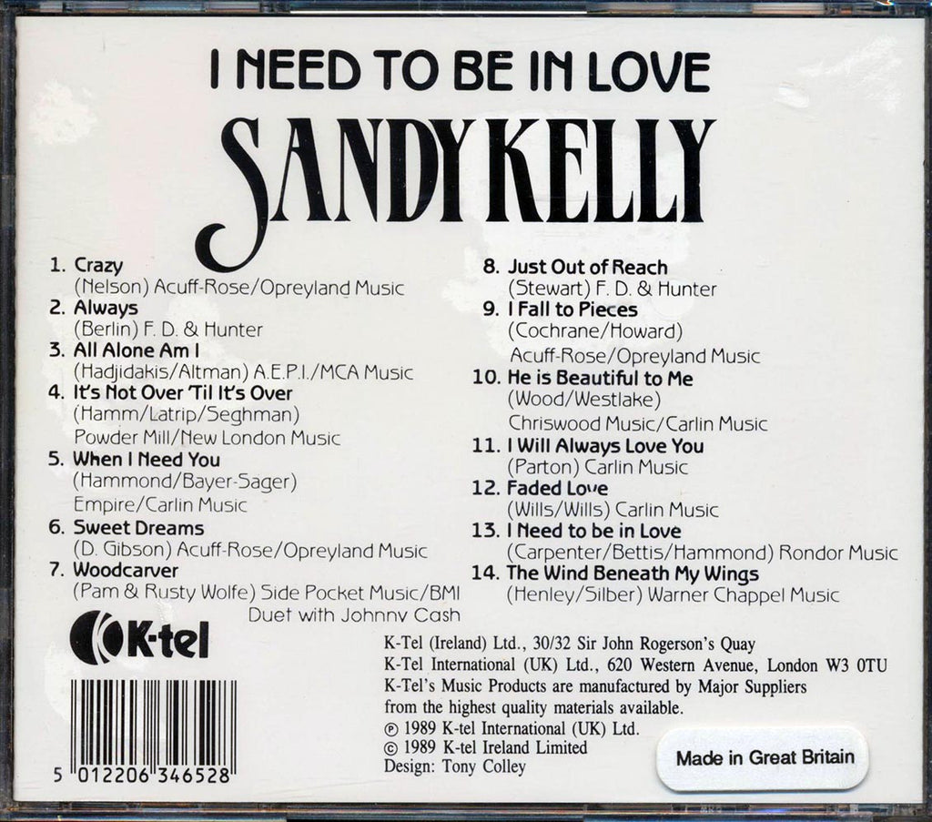 Sandy Kelly - I Need To Be In Love Music CD