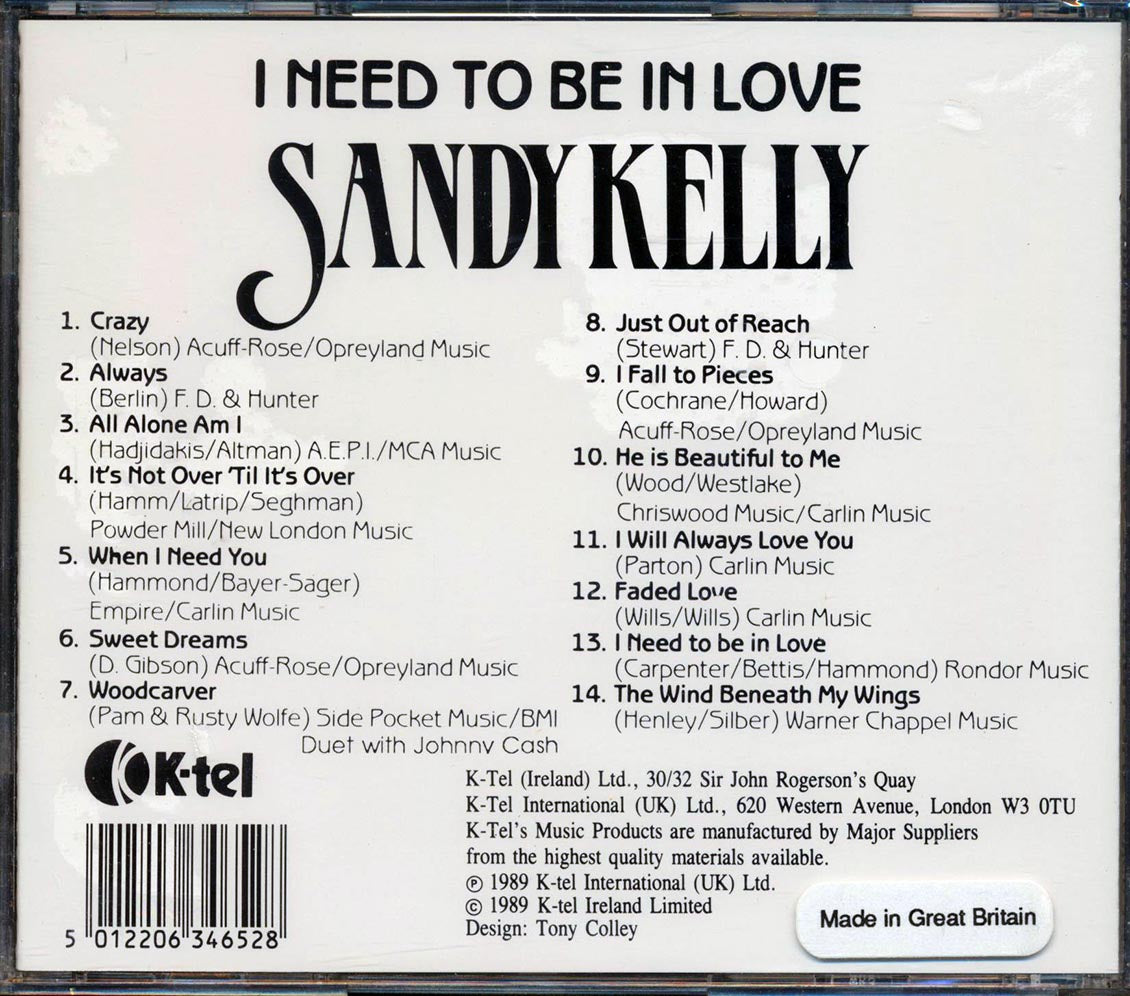 Sandy Kelly - I Need To Be In Love Music CD