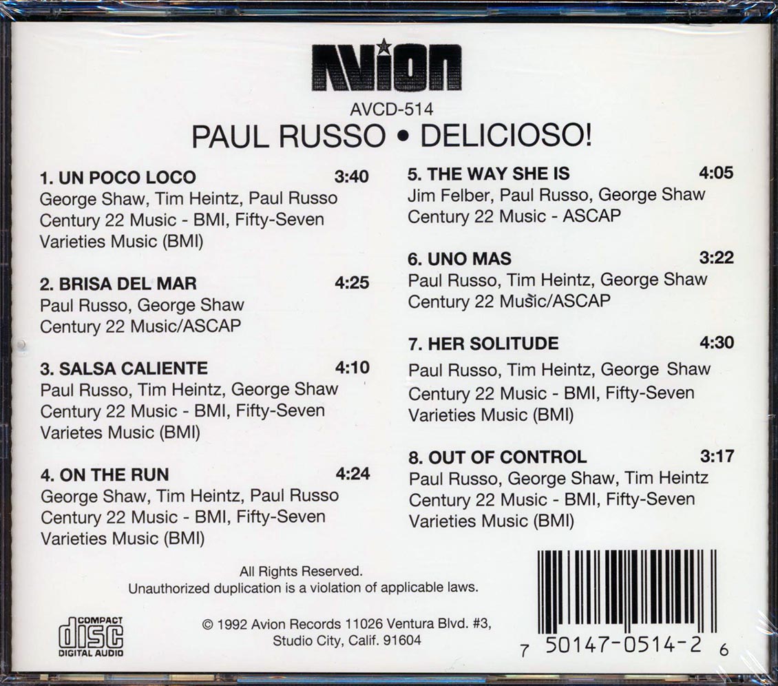Paul Russo - Delicioso! Music CD