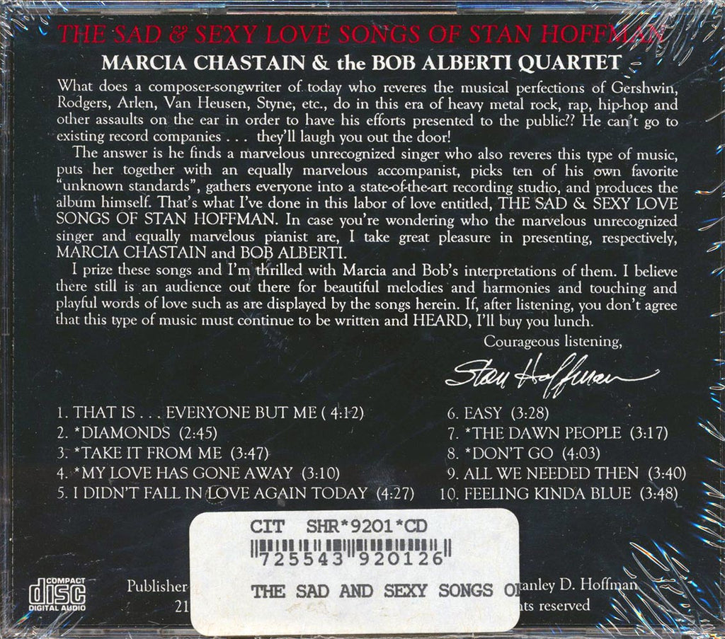 Marcia Chastain & Bob Alberti Quartet - The Sad & Sexy Love Songs Of Stan Hoffman Music CD