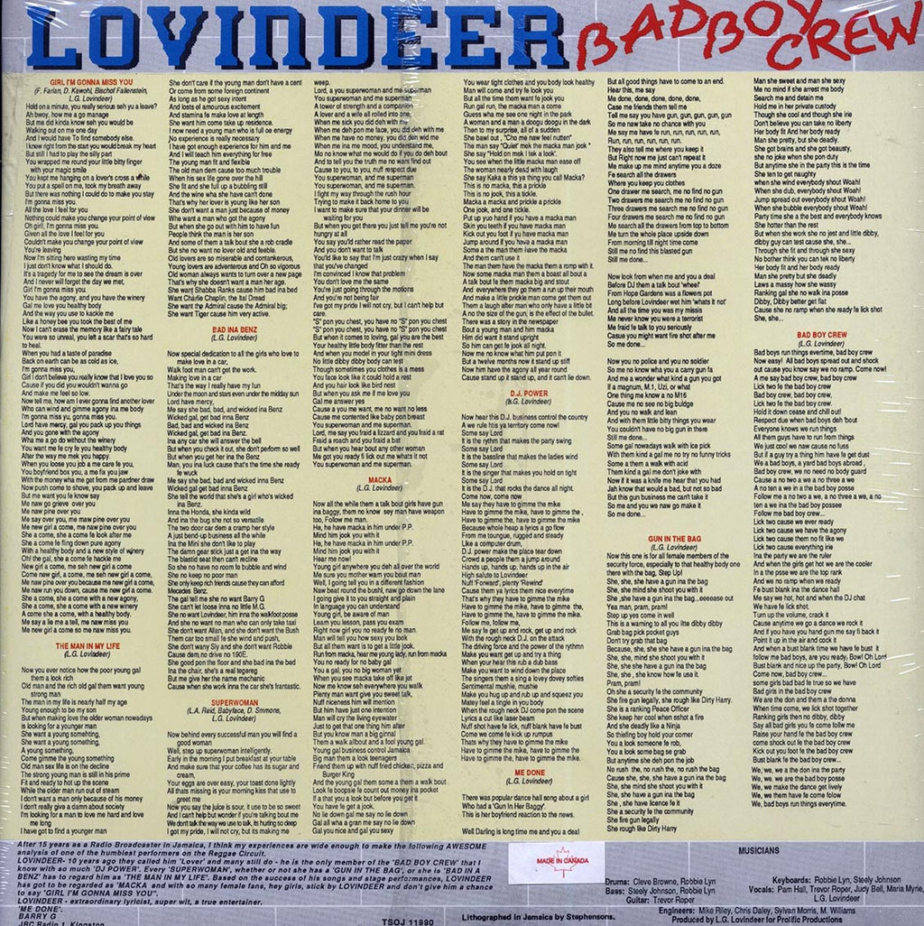 Lovindeer - Bad Boy Crew (Jamaica press) (orig. press) Vinyl Record