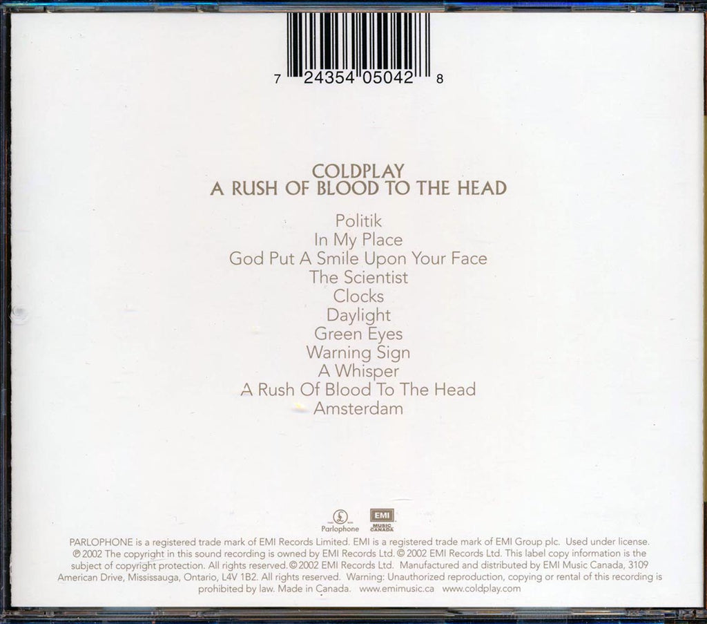 Coldplay - A Rush Of Blood To The Head Music CD