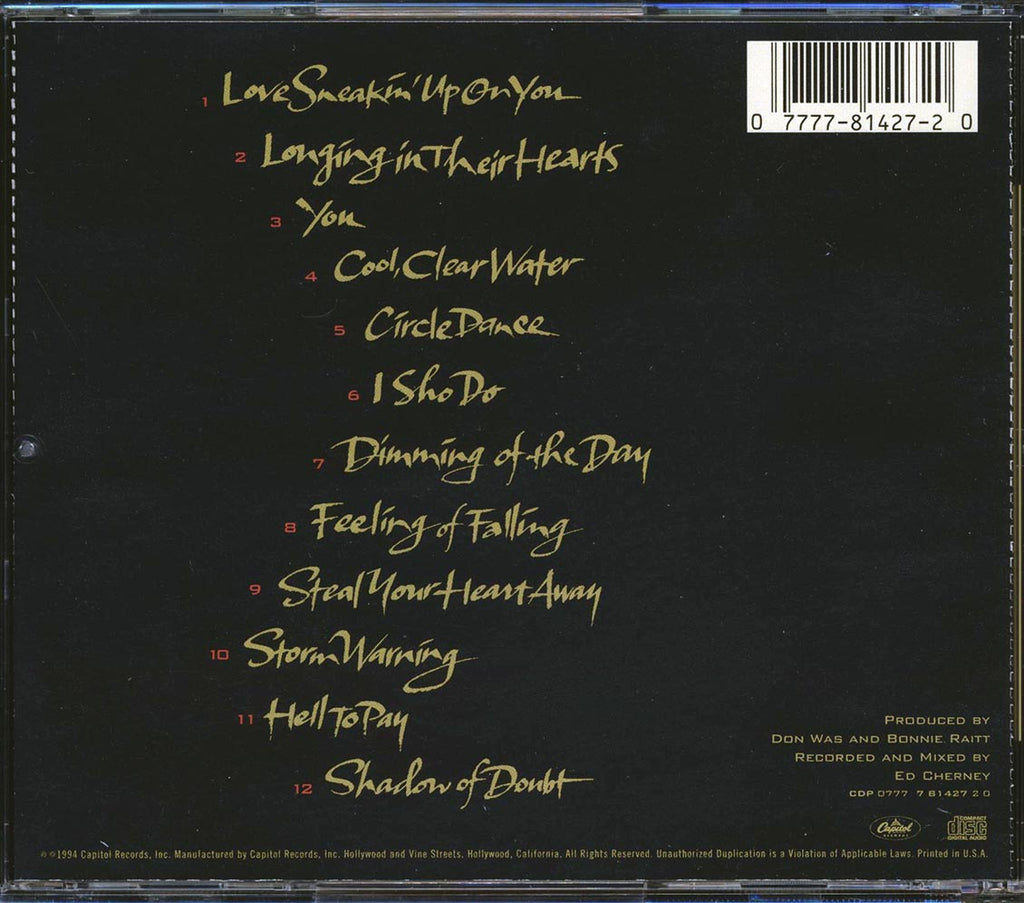 Bonnie Raitt - Longing In Their Hearts Music CD