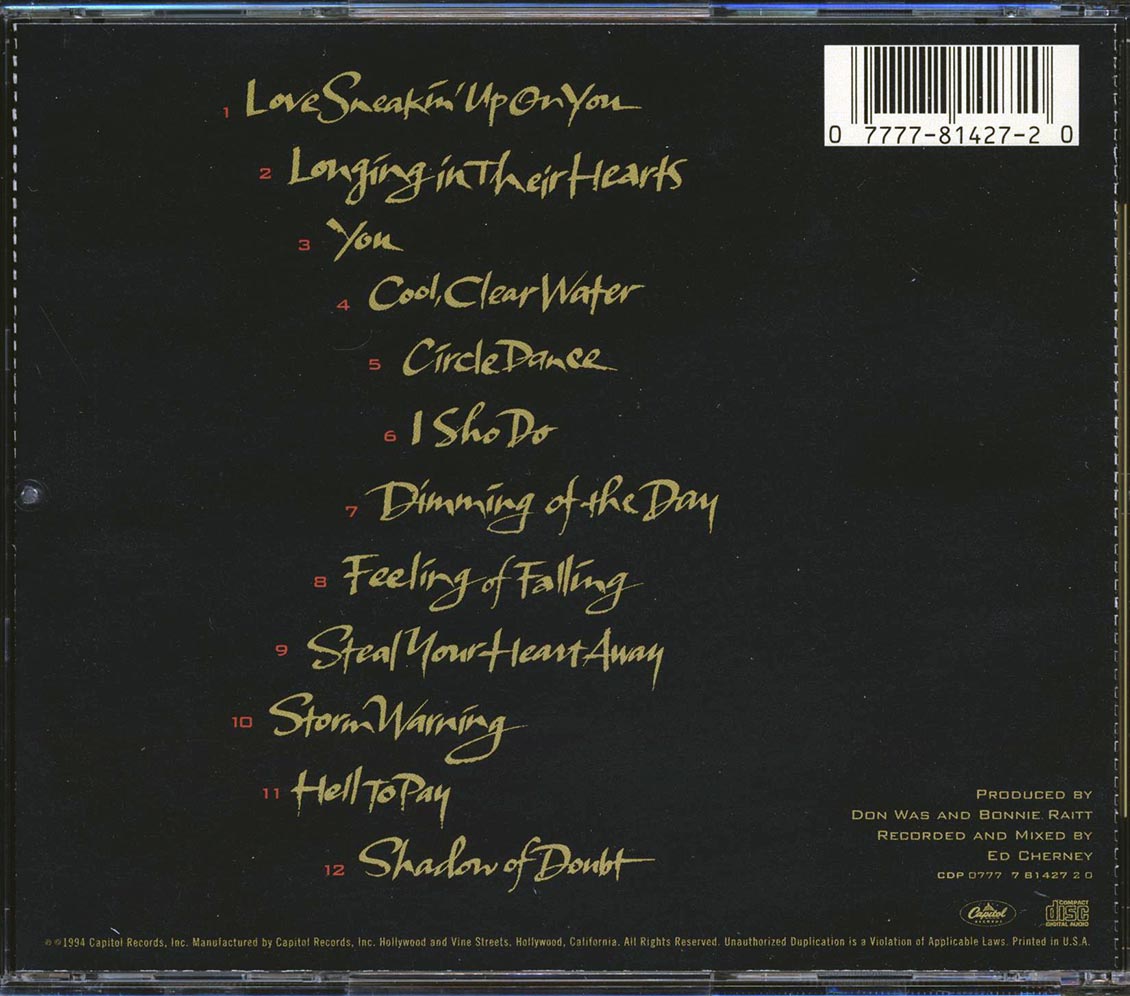 Bonnie Raitt - Longing In Their Hearts Music CD