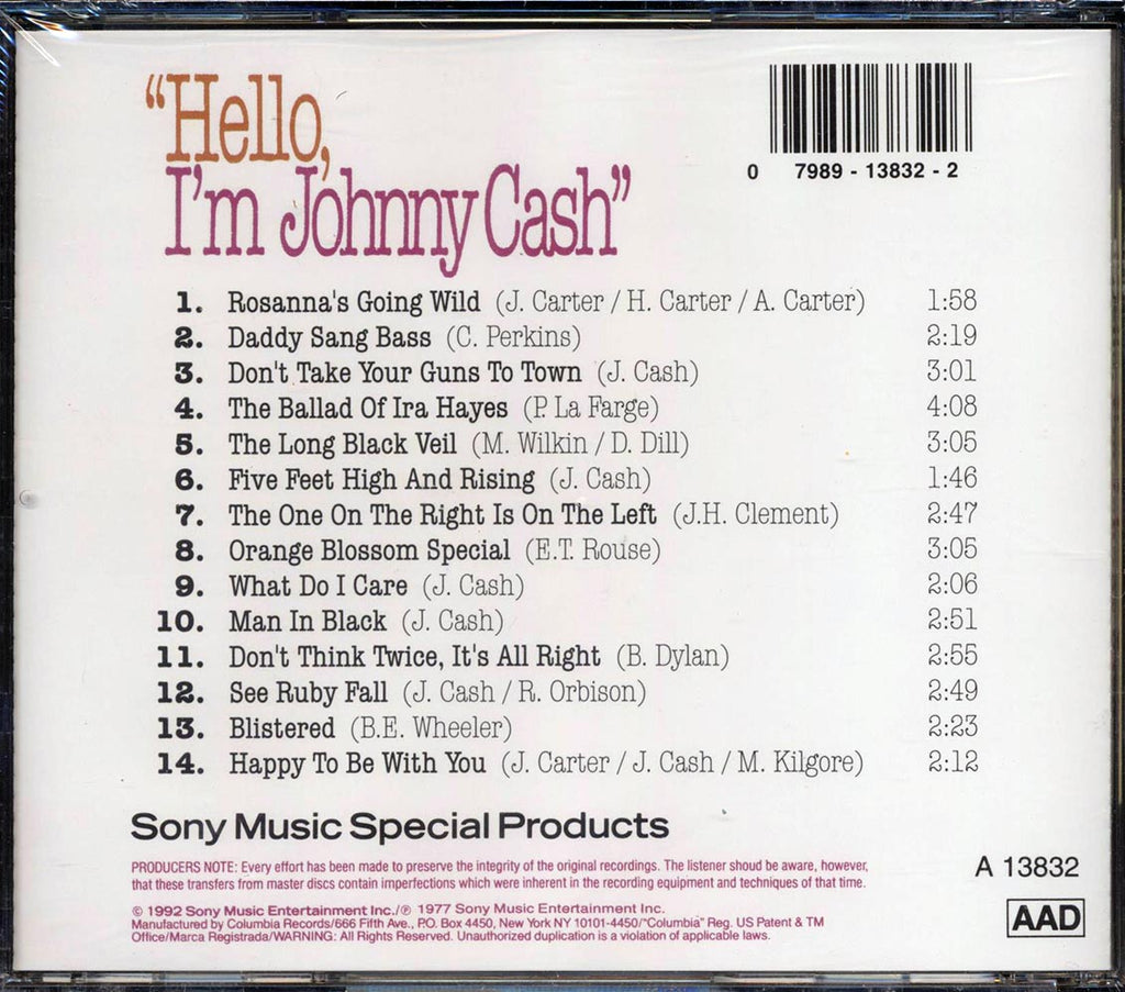 Johnny Cash - Hello I'm Johnny Cash Music CD