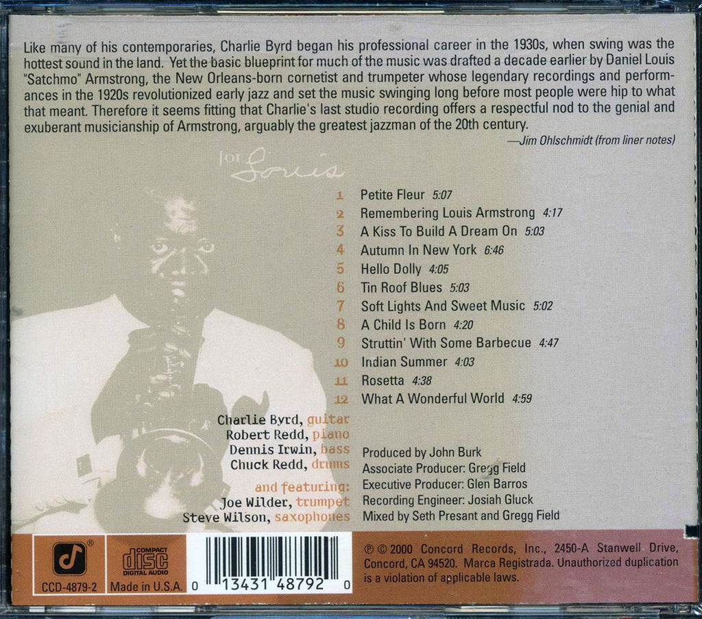 Charlie Byrd - For Louis (marked/ltd stock) Music CD