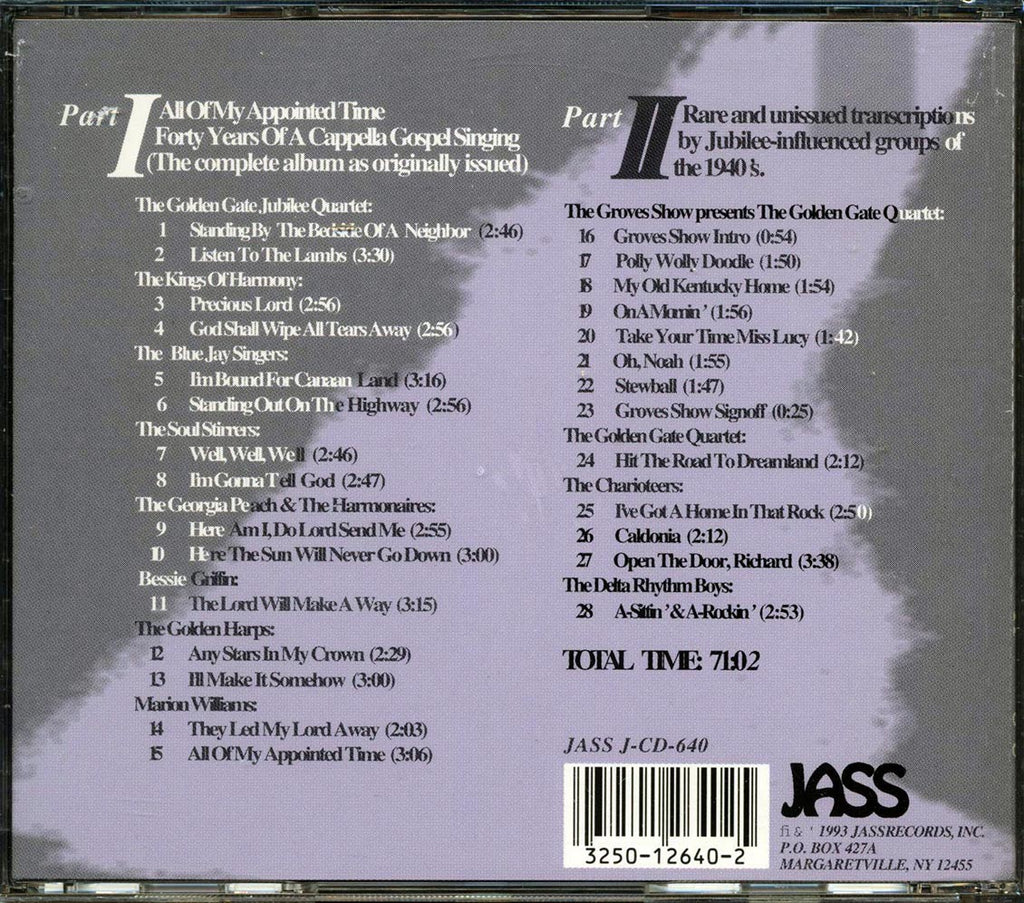 Golden Gate Quartet, The Golden Harps, Etc. - All Of My Appointed Time: 40 Years Of A Cappella Gospel Singing (28 tracks) Music CD