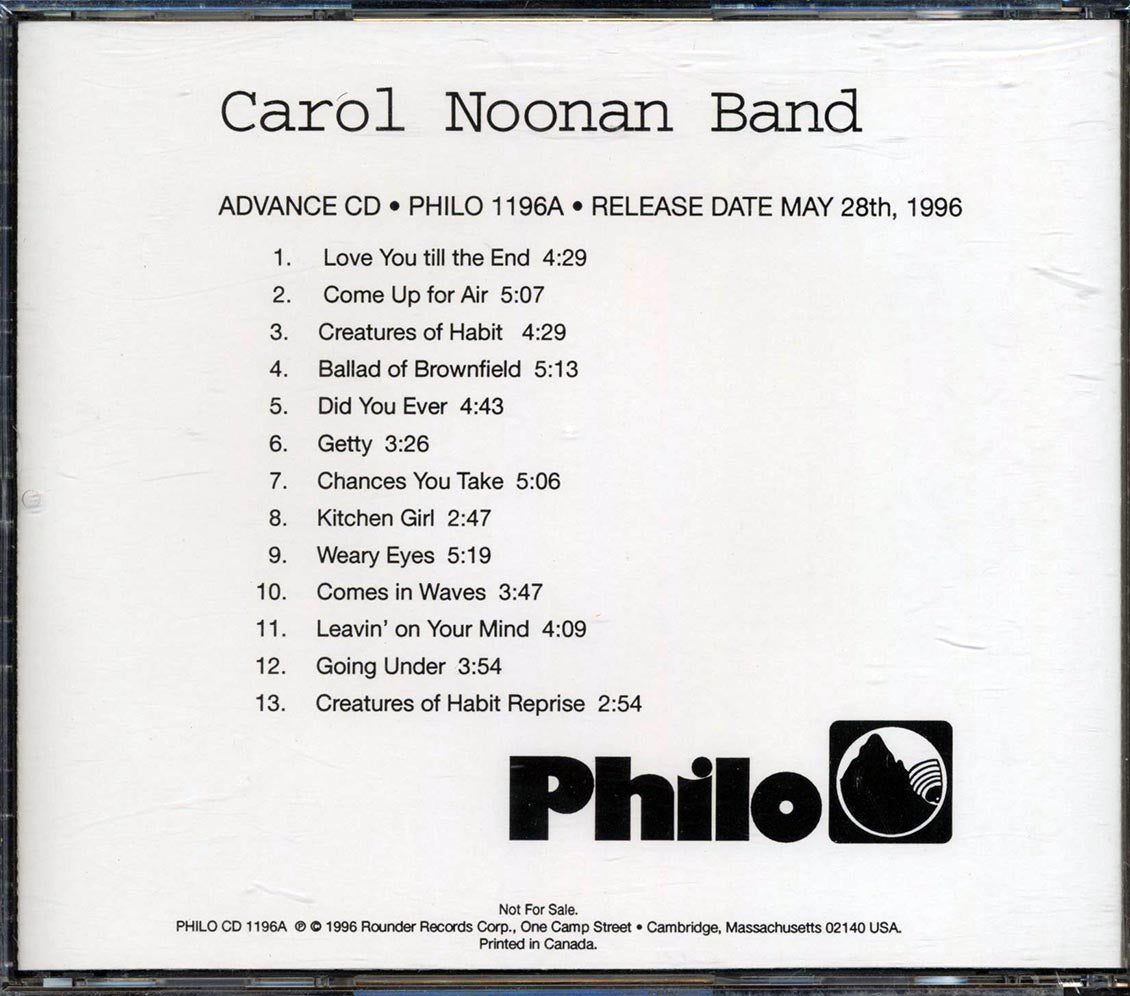 Carol Noonan Band - Noonan Building & Wrecking ADVANCE CD Music CD