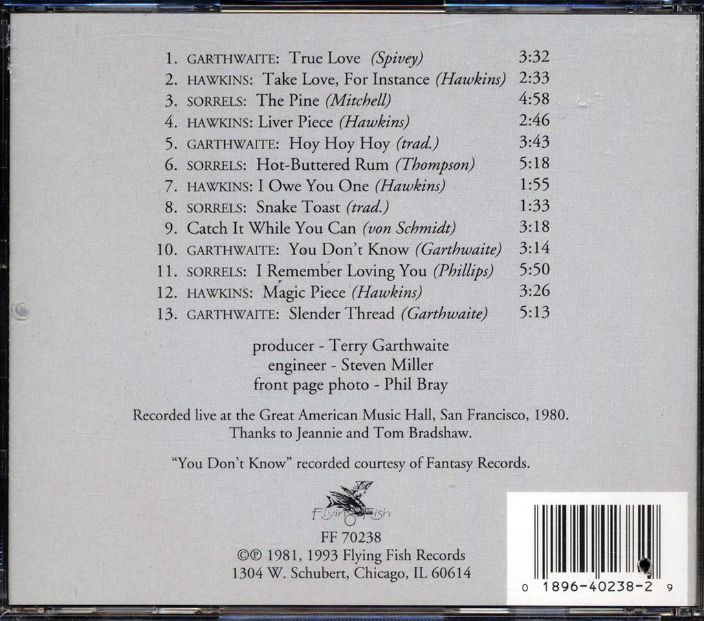 Terry Garthwaite, Bobbie Louise Hawkins, Rosalie Sorrels - Live At The Great American Music Hall (marked/ltd stock) Music CD