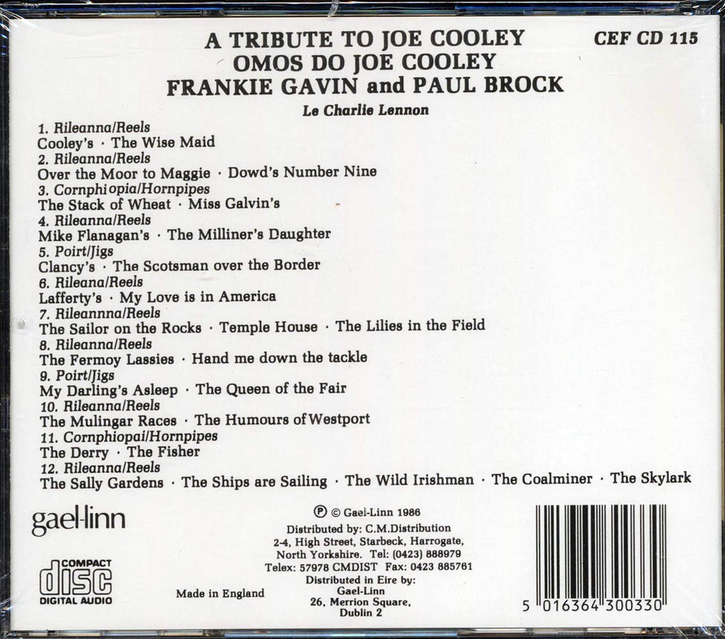 Frankie Gavin, Paul Brock - A Tribute To Joe Cooley Music CD