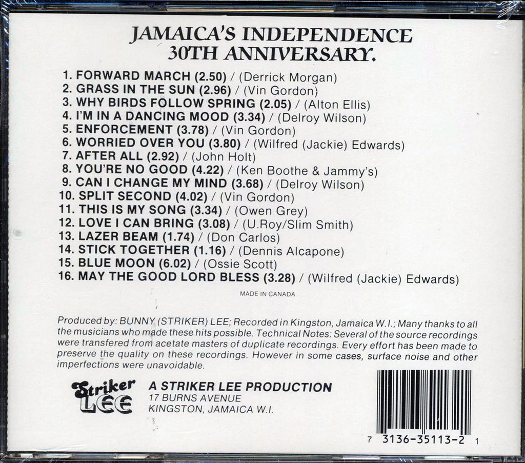 Vin Gordon, Derrick Morgan, Alton Ellis, Etc. - Jamaica's Independence 30th Anniversary Music CD