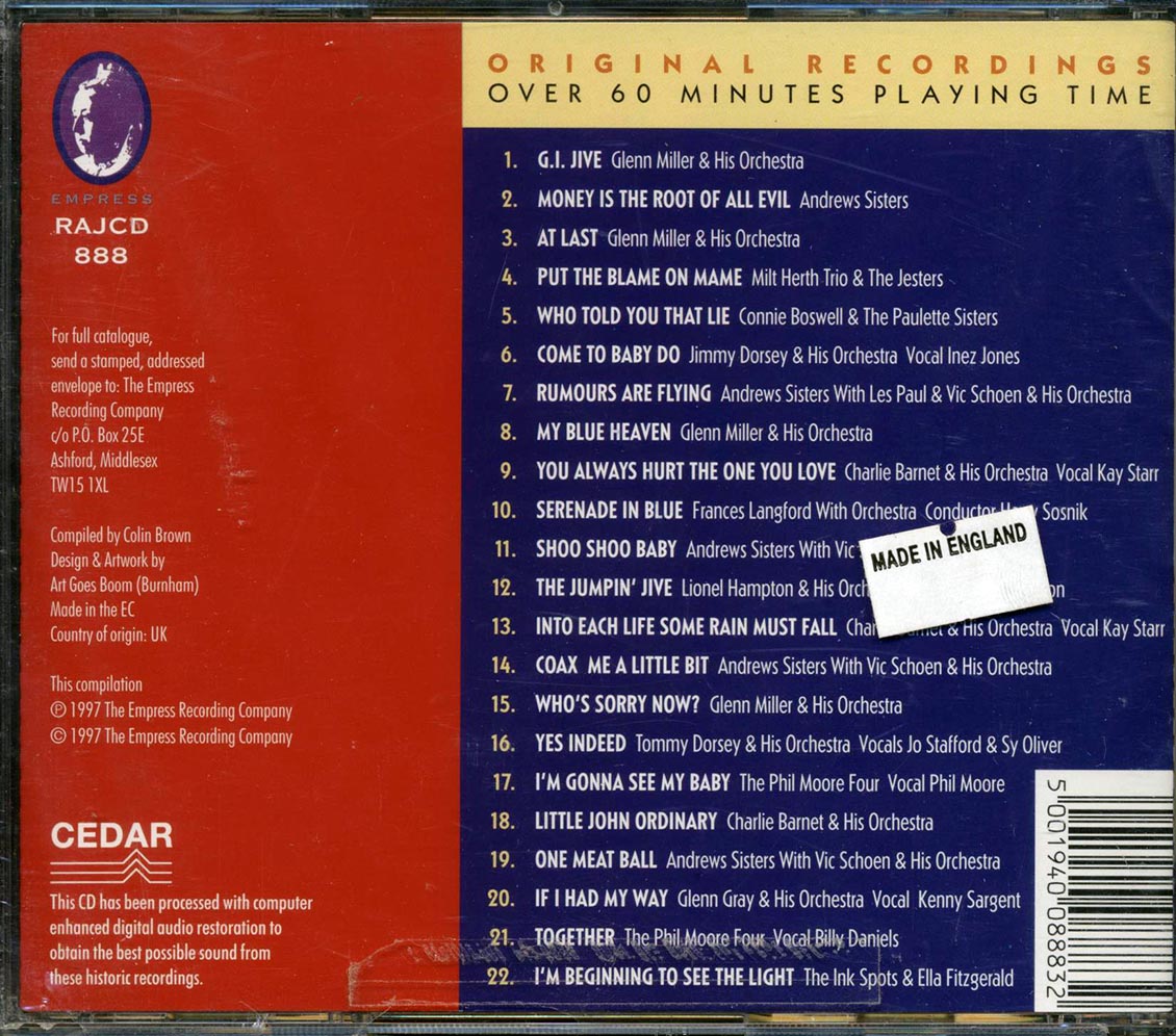 Glenn Miller & His Orchestra, Andrews Sisters, Lionel Hampton Orchestra, Etc. - G.I. Jive (22 tracks) Music CD