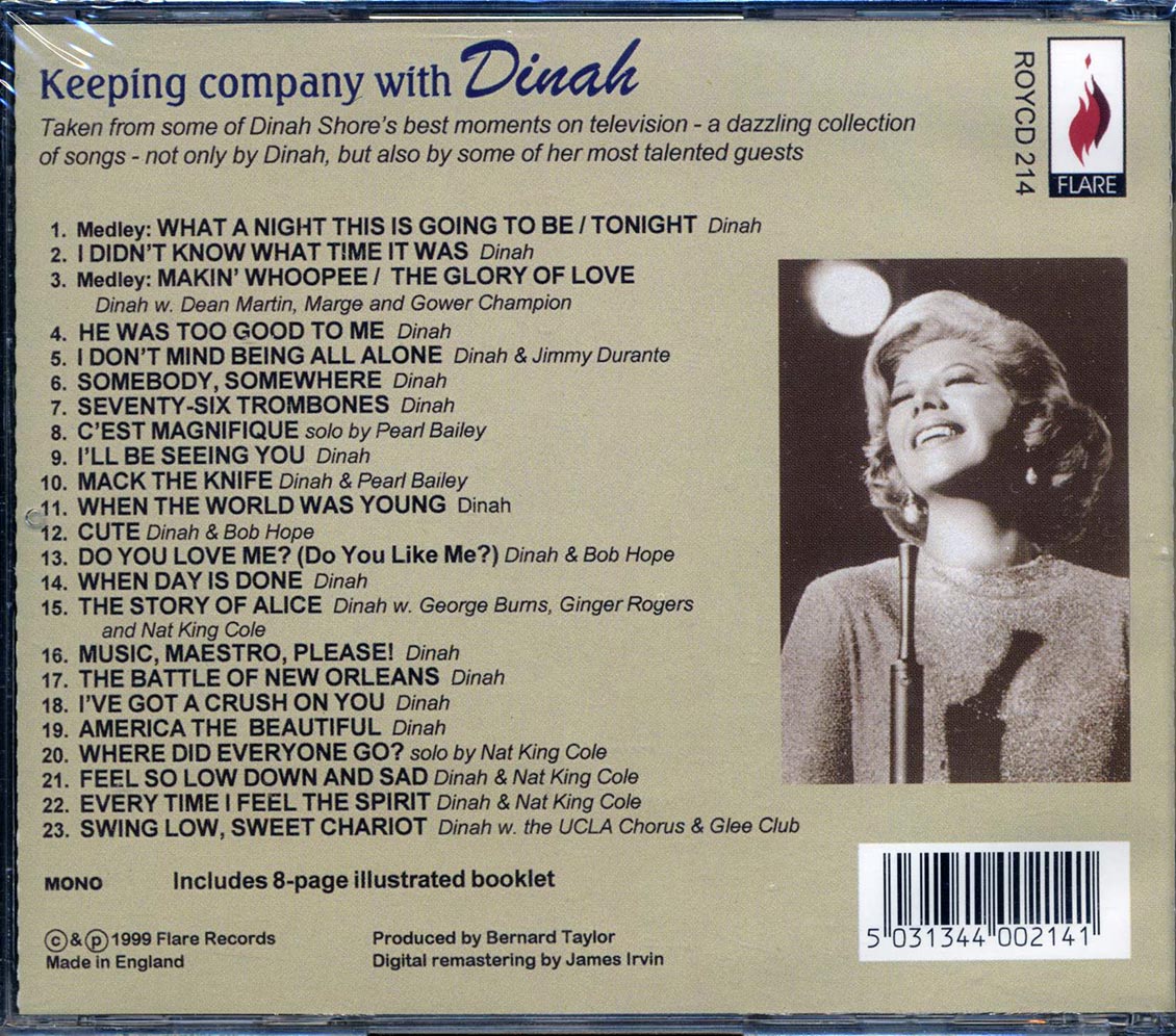 Dinah Shore - Keeping Company With Dinah (23 tracks) Music CD