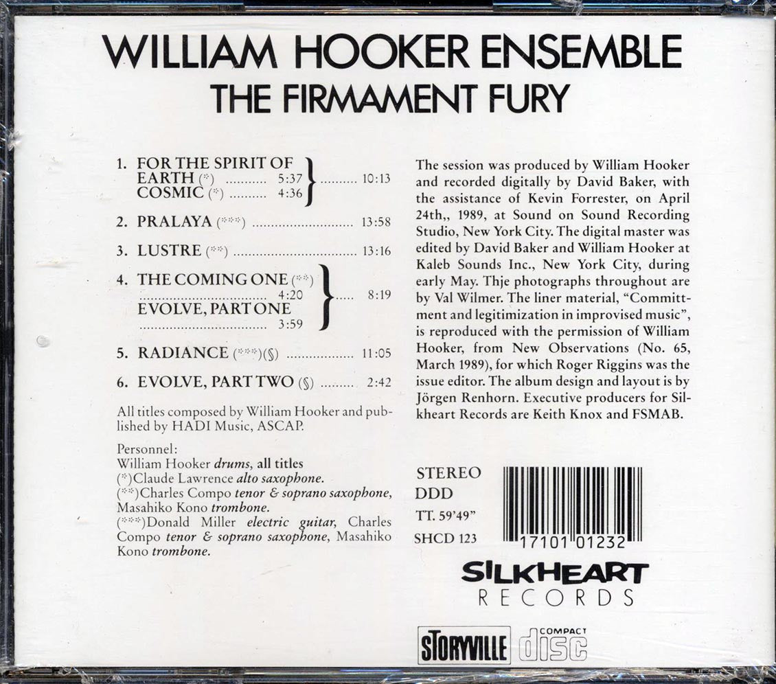 William Hooker Ensemble - The Firmament Fury Music CD
