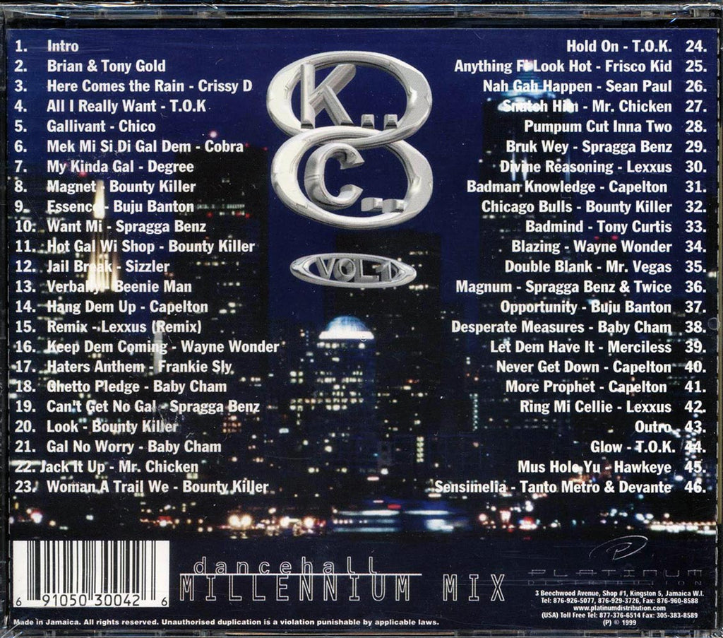 TOK, Cobra, Sizzla, Beenie Man, Etc. - Dancehall Millennium Mix Volume 1 Music CD