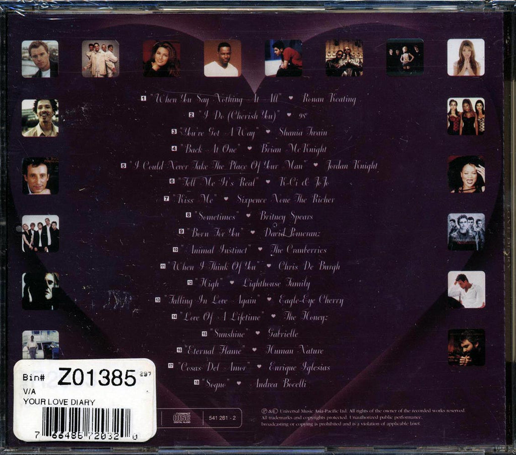Shania Twain, Britney Spears, Lighthouse Family, Etc. - Love Diary: Fall In Love With 18 Of Today's Most Unforgettable Hits Music CD